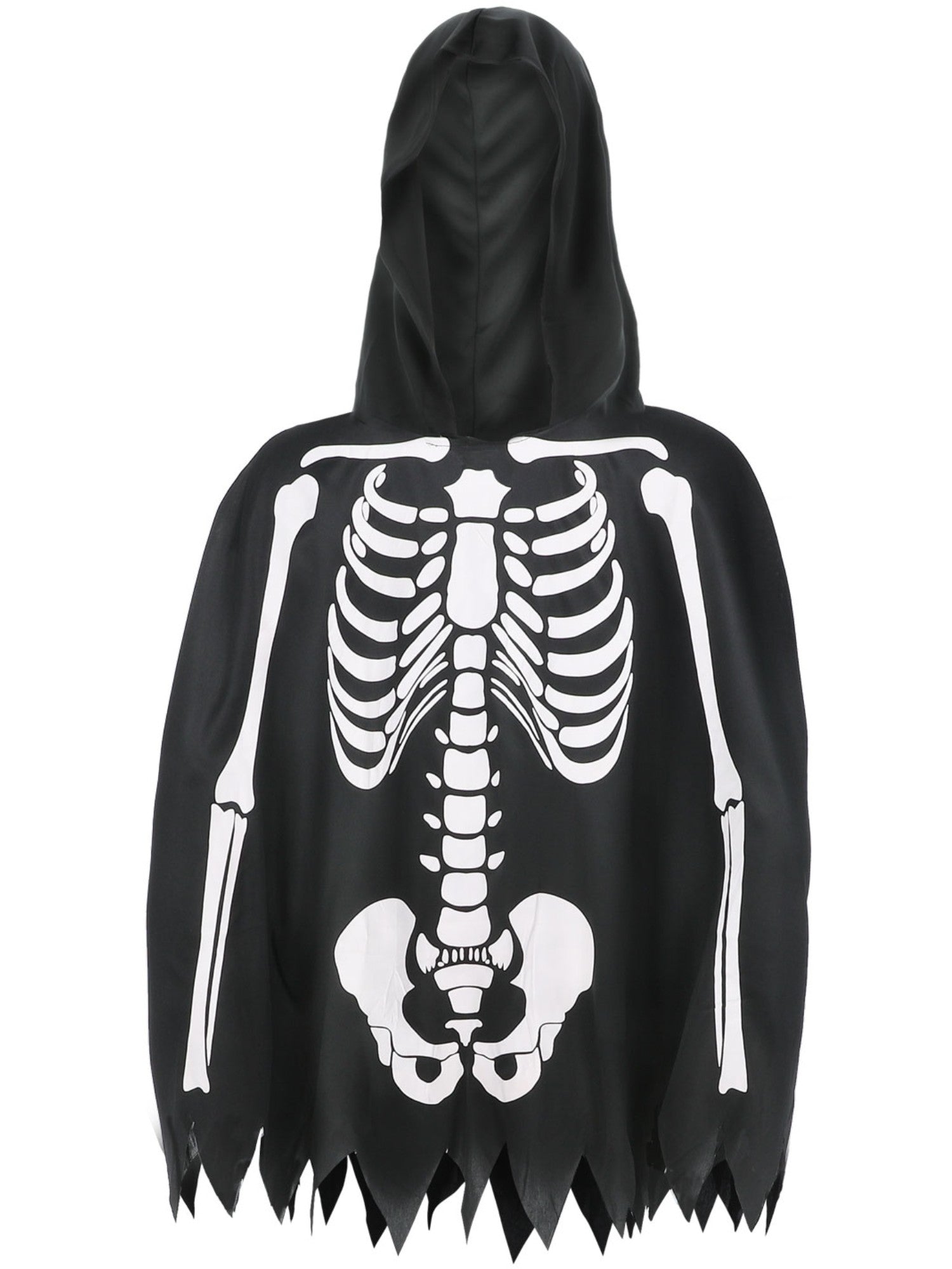 Smiffys Skeleton Kostüm-Set Schwarz mit Poncho und Handschuhen – Detailansicht