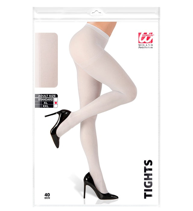 Weiße blickdichte Strumpfhose 40 DEN auf weissem Hintergrund