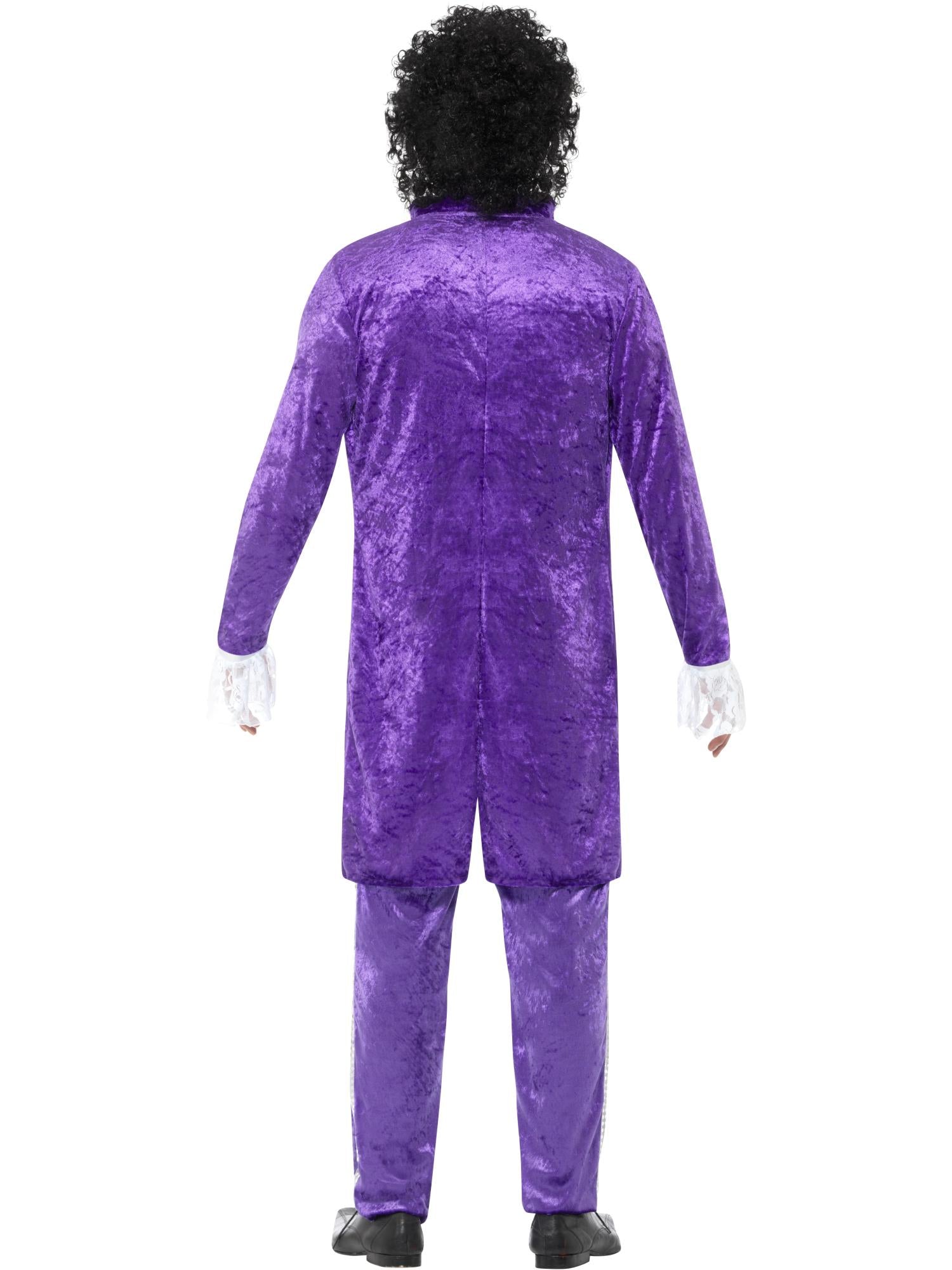 Smiffys lila 1980er-Musiker-Kostüm für Herren mit Jacke, Mock-Hemd und Hose – Detailansicht