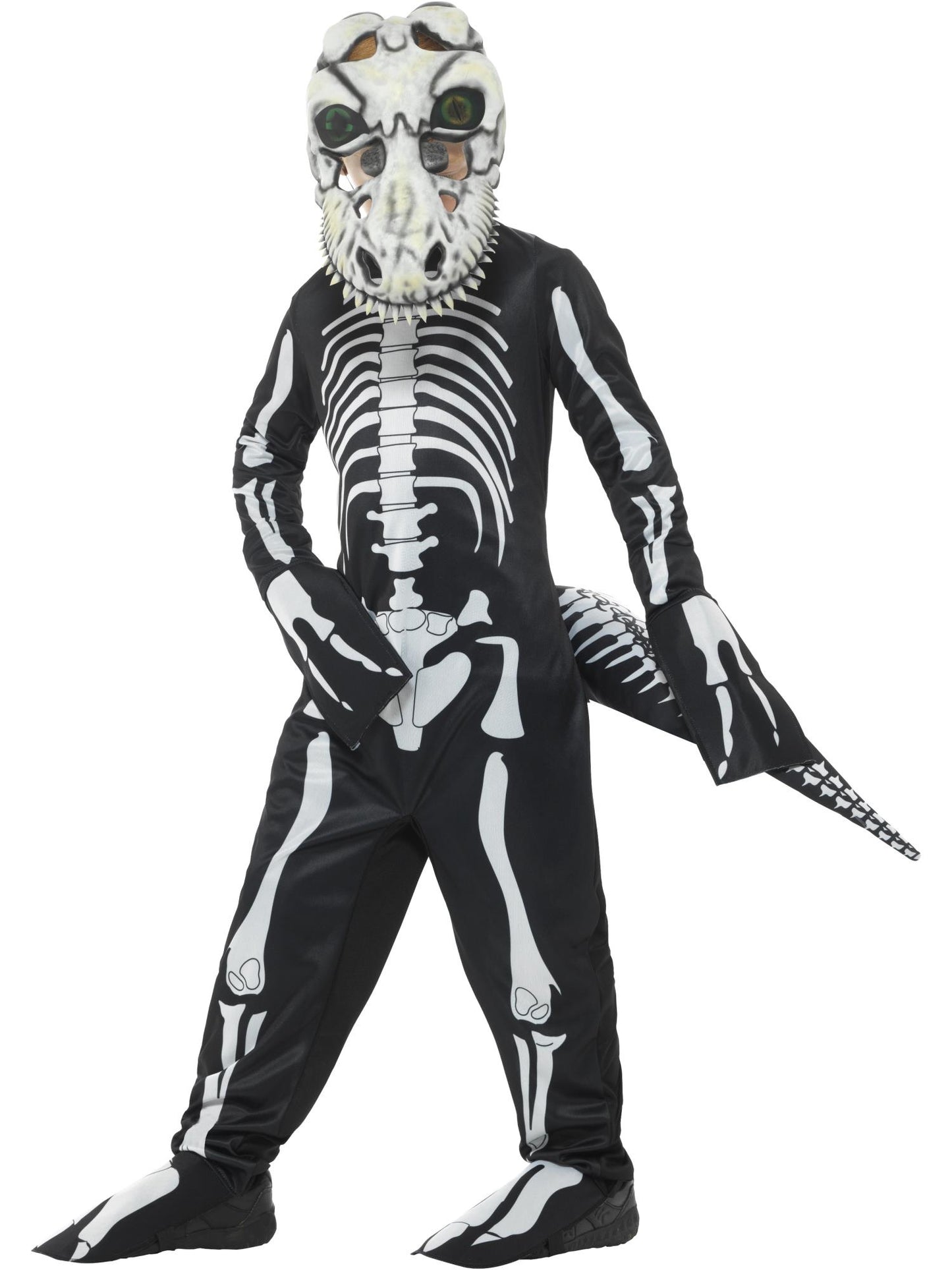 Smiffys DINOSAUR Deluxe T-Rex Skeleton Costume, Bodysuit, Black CS für Unisex