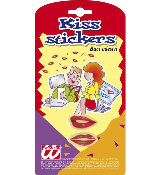 Set von 4 selbstklebenden roten Lippen Küssen als Fasnachts-Accessoire