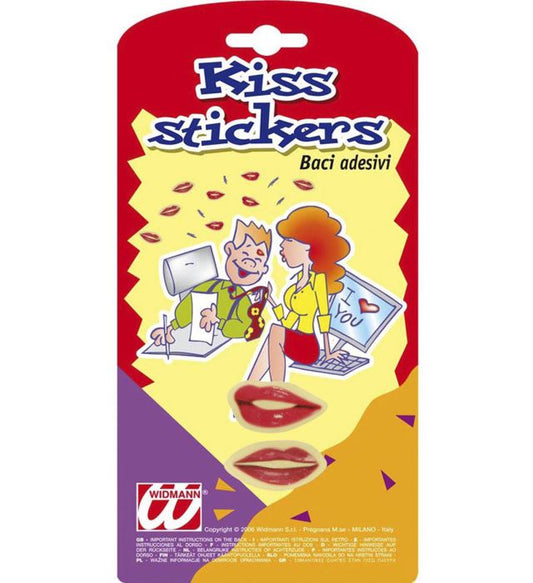 Set von 4 selbstklebenden roten Lippen Küssen als Fasnachts-Accessoire