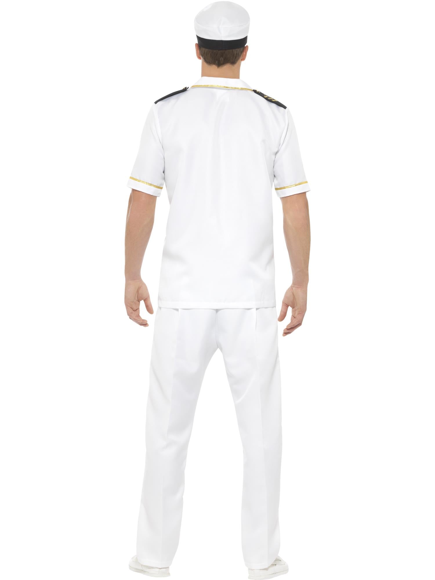 Smiffys AIRFORCE Captain Kostüm für Herren in Weiss mit Oberteil, Hose und Hut – Detailansicht