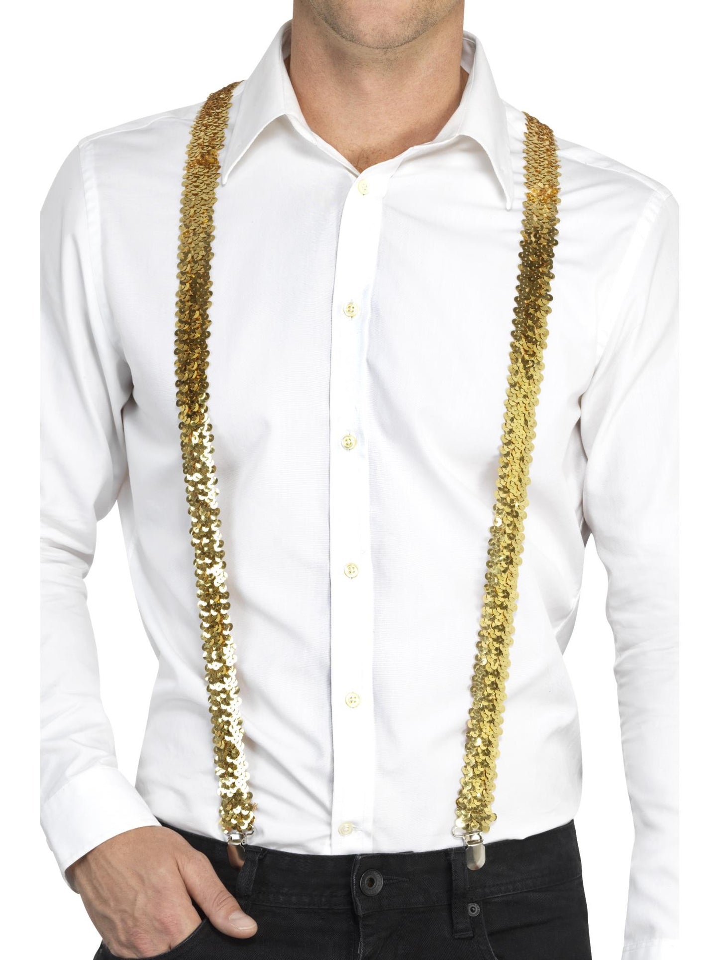 Smiffys PARTY Sequin Braces, Gold für Unisex