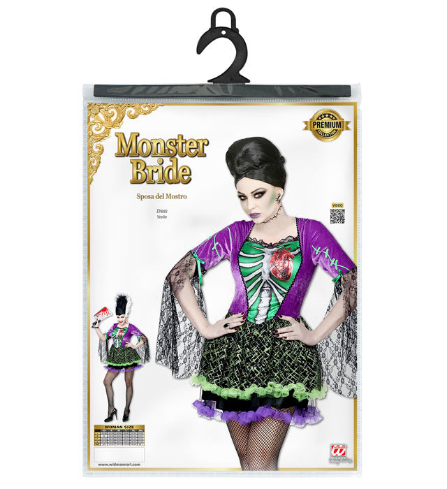Braut des Monstrums Kostümkleid in Weiss und Schwarz mit gruseligem Braut-Design