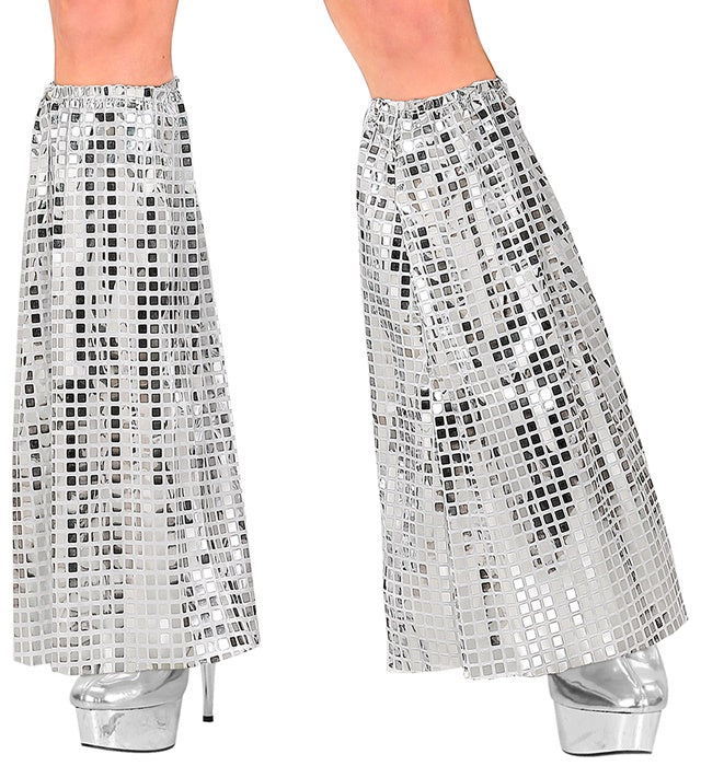 Silberne Pailletten Stulpen im 70er Disco Style als Fasnachts-Accessoire