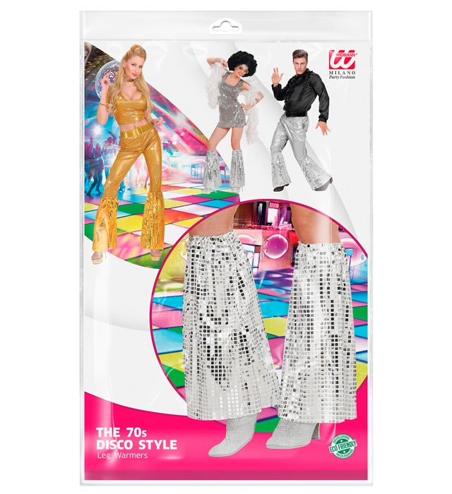 Silberne Pailletten Stulpen im 70er Disco Style als Fasnachts-Accessoire