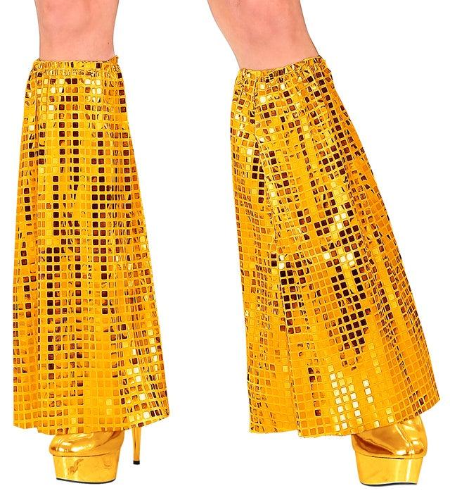 Goldene Pailletten Stulpen im 70er Disco Stil als Fasnacht Accessoire