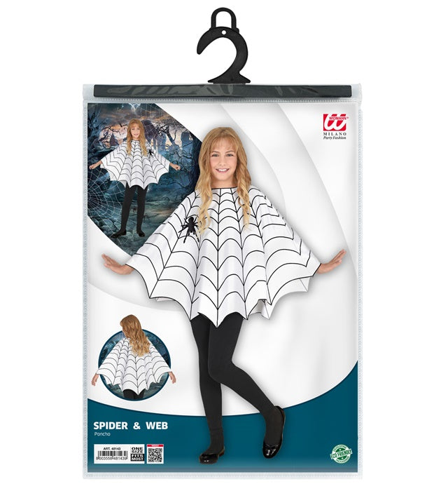 Spinnen-Poncho mit Netz in Schwarz für Fasnacht und Halloween