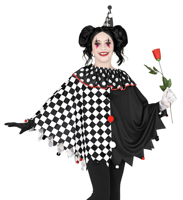 Harlekin Poncho mit buntem Rautenmuster für Fasnacht und Karneval
