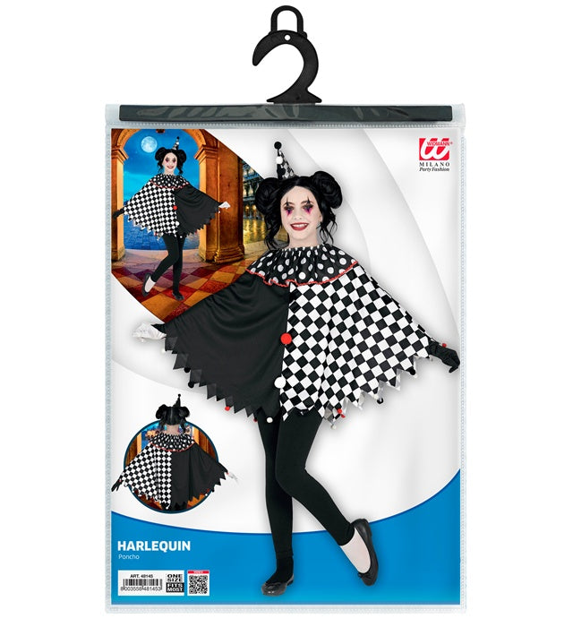 Harlekin Poncho mit buntem Rautenmuster für Fasnacht und Karneval