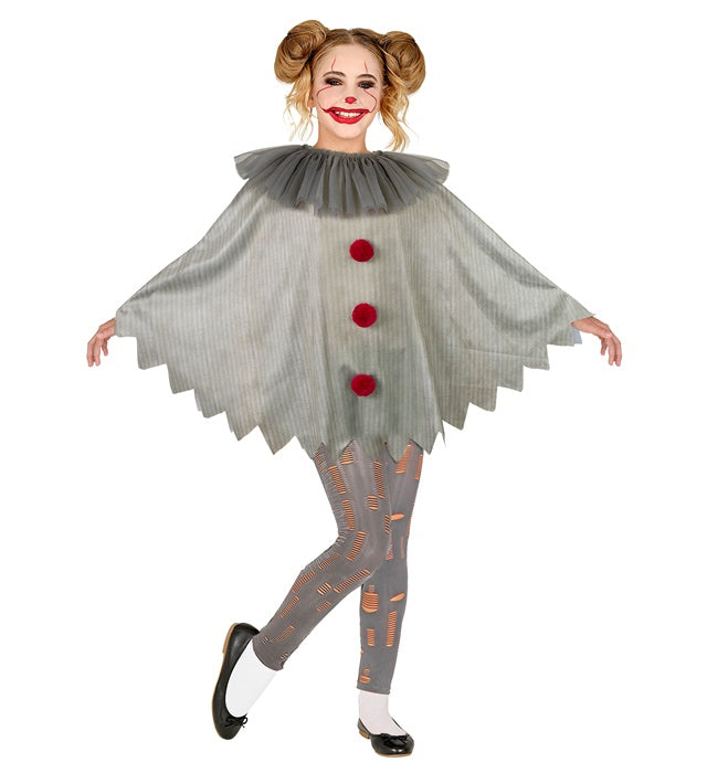 HORROR CLOWN Poncho mit blutigen Clown-Motiven für Fasnacht und Halloween