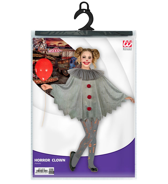 HORROR CLOWN Poncho mit blutigen Clown-Motiven für Fasnacht und Halloween