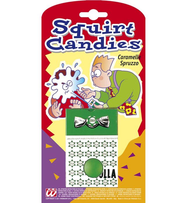 Spritzendes Bonbon als farbenfrohes Kostüm-Accessoire für Fasnacht