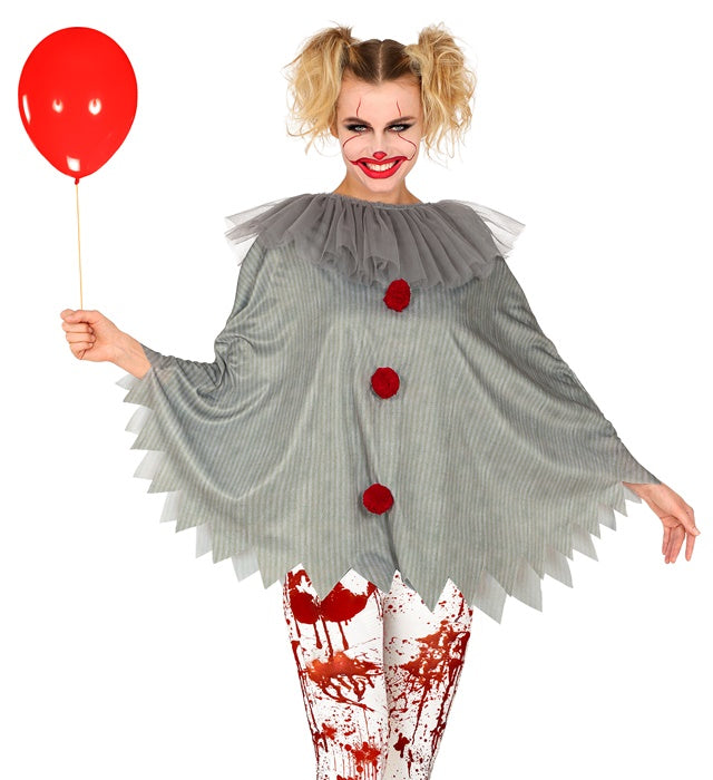 Horror Clown Poncho mit gruseligem Design für Fasnacht und Karneval