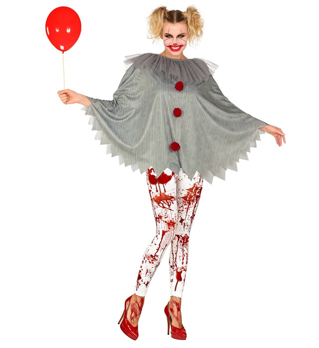 Horror Clown Poncho mit gruseligem Design für Fasnacht und Karneval