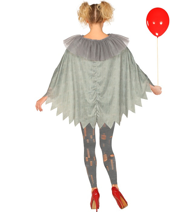 Horror Clown Poncho mit gruseligem Design für Fasnacht und Karneval