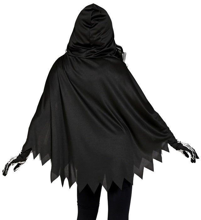 Skelett-Poncho mit Kapuze in Schwarz-Weiss für Halloween und Fasnacht
