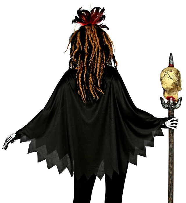Voodoo Priesterin Poncho mit Kapuze für Fasnacht und Halloween Kostüm