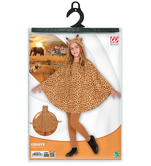 Giraffen-Poncho mit Kapuze Tierkostüm für Fasnacht und Karneval