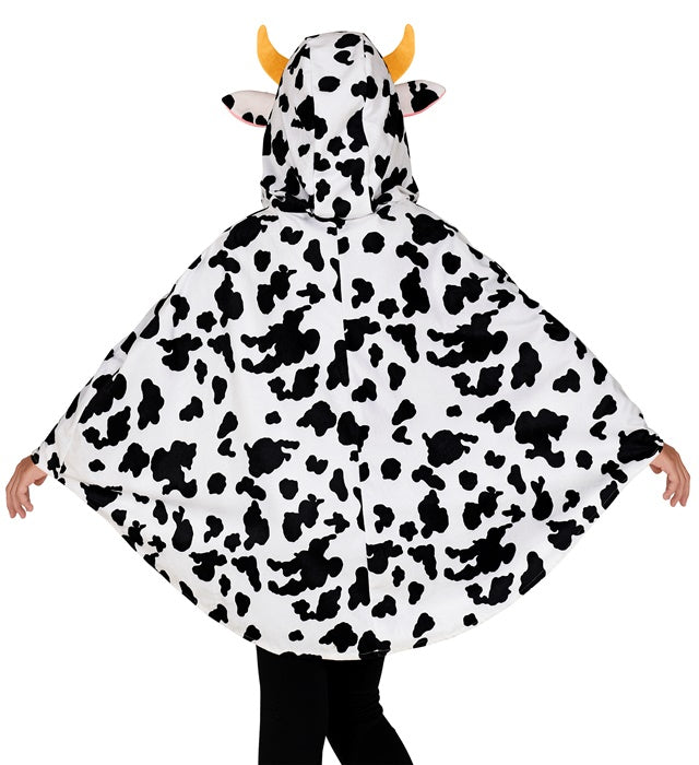 Kuh Poncho mit Kapuze schwarz-weißes Tierkostüm für Fasnacht