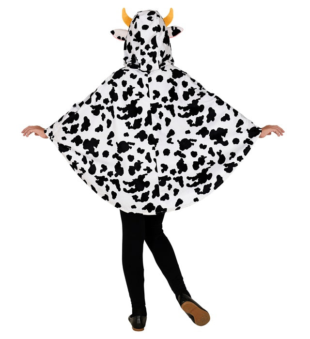 Kuh Poncho mit Kapuze schwarz-weißes Tierkostüm für Fasnacht