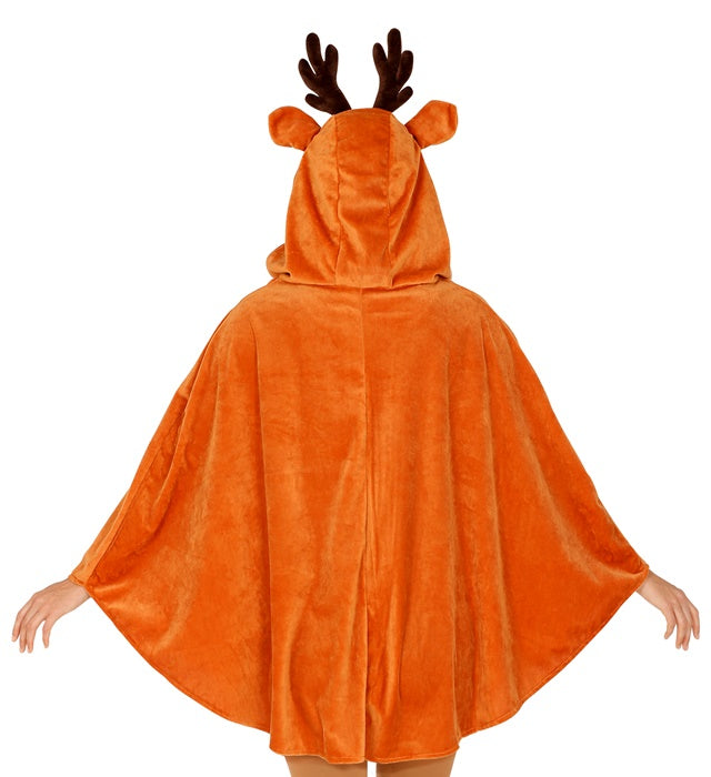 Poncho mit Kapuze im Reh-Design für Fasnacht und Karneval