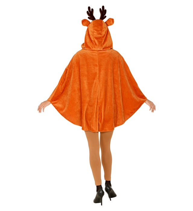 Poncho mit Kapuze im Reh-Design für Fasnacht und Karneval