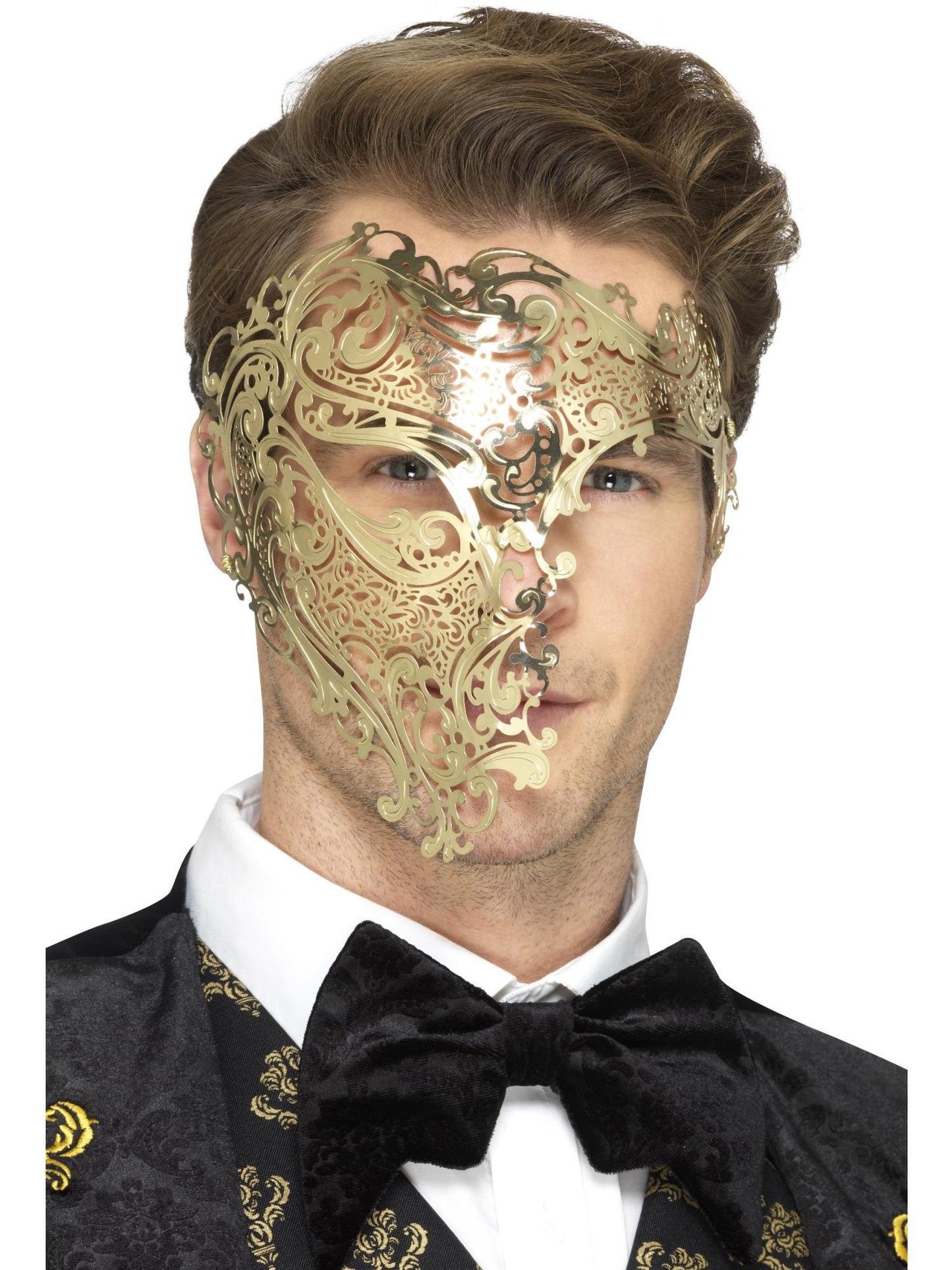Smiffys MASQUERADE goldene Metall-Phantommaske für Herren