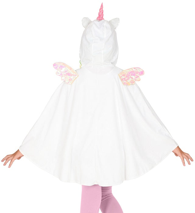 Einhorn-Poncho mit Kapuze in bunten Farben für Fasnacht und Mottoparty