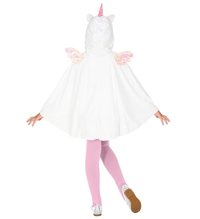 Einhorn-Poncho mit Kapuze in bunten Farben für Fasnacht und Mottoparty