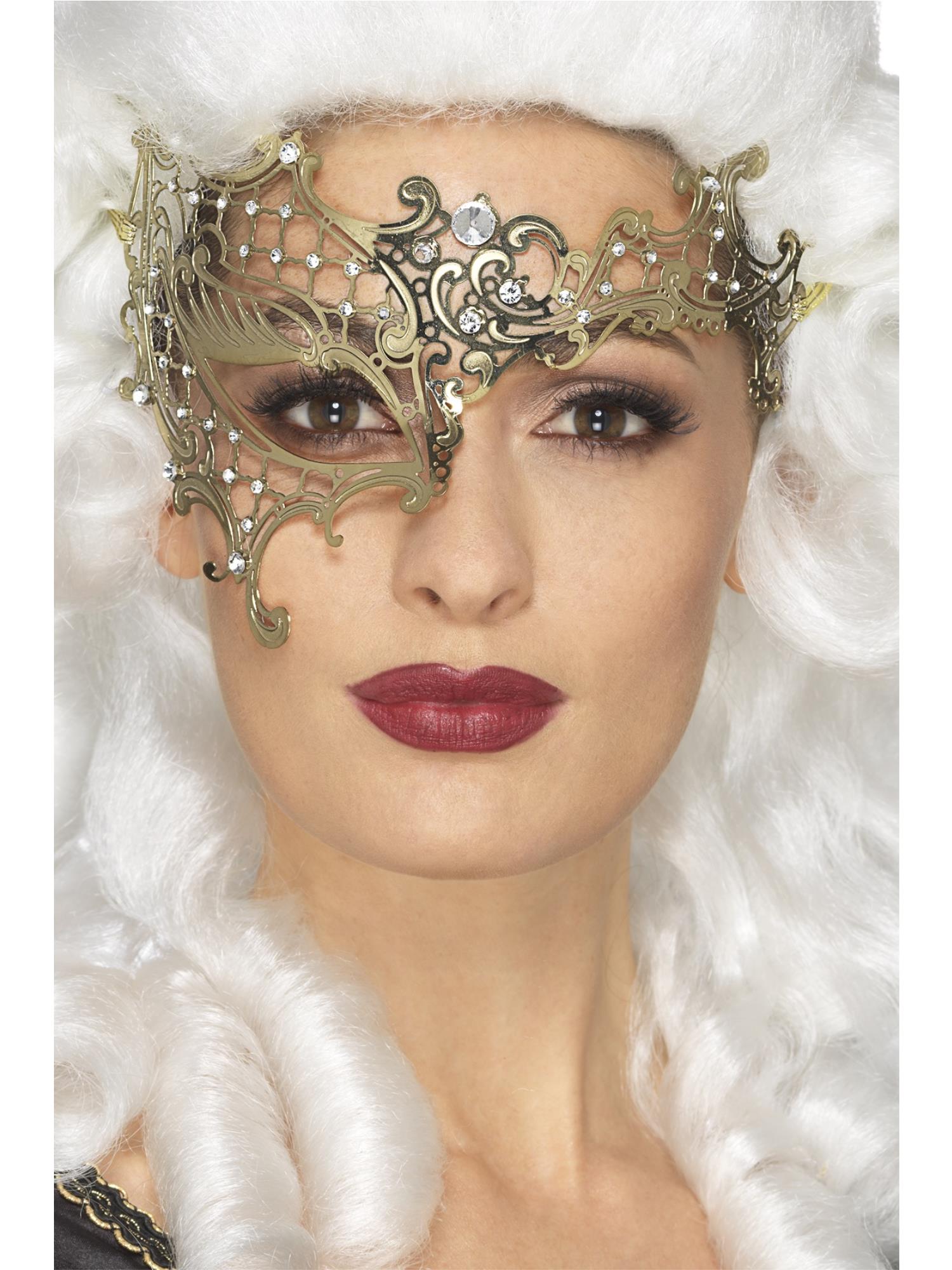 Smiffys MASQUERADE goldene filigrane Halbmaske für Damen