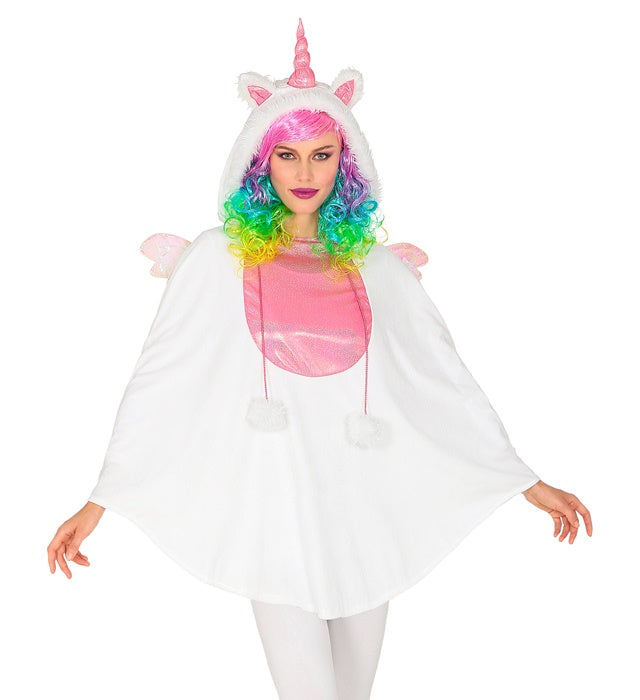 Kinder Einhorn-Poncho mit Kapuze bunt für Fasnacht und Karneval