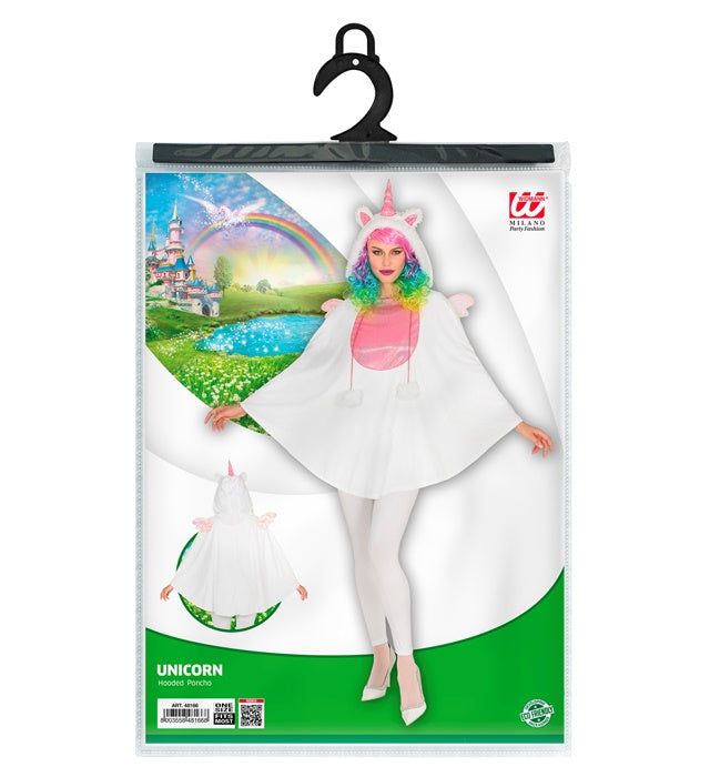 Kinder Einhorn-Poncho mit Kapuze bunt für Fasnacht und Karneval