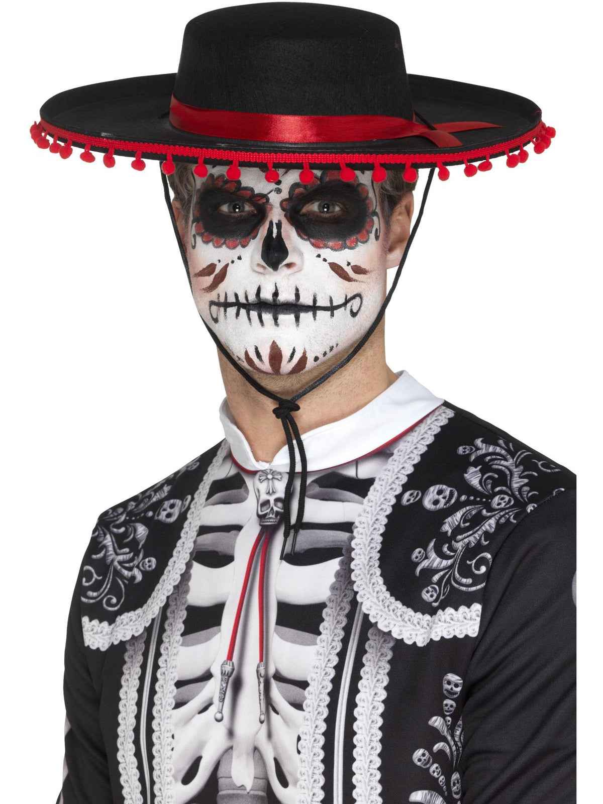 Smiffys DAYDEAD Day of the Dead Senor Hat, Black & Red für Herren