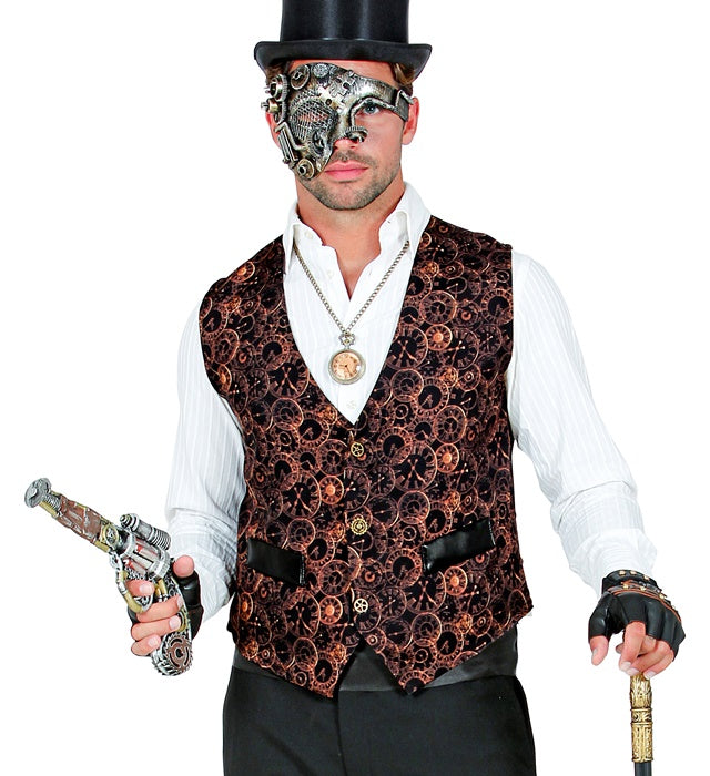 Steampunk-Weste in braun mit viktorianischem Design für Fasnacht