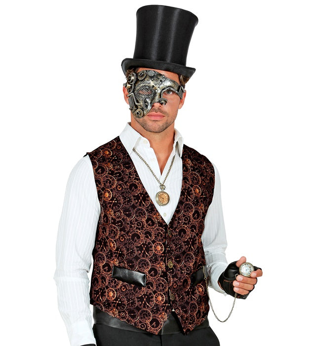 Steampunk-Weste in braun mit viktorianischem Design für Fasnacht
