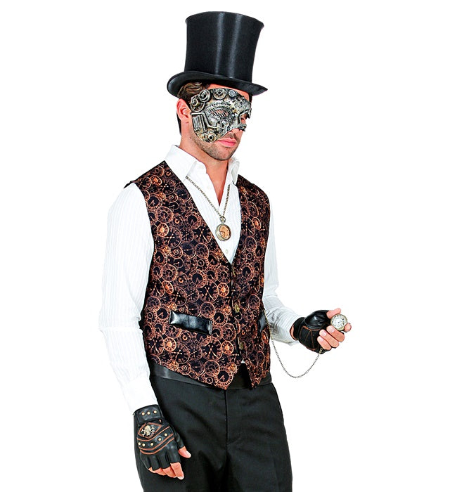 Steampunk-Weste in braun mit viktorianischem Design für Fasnacht