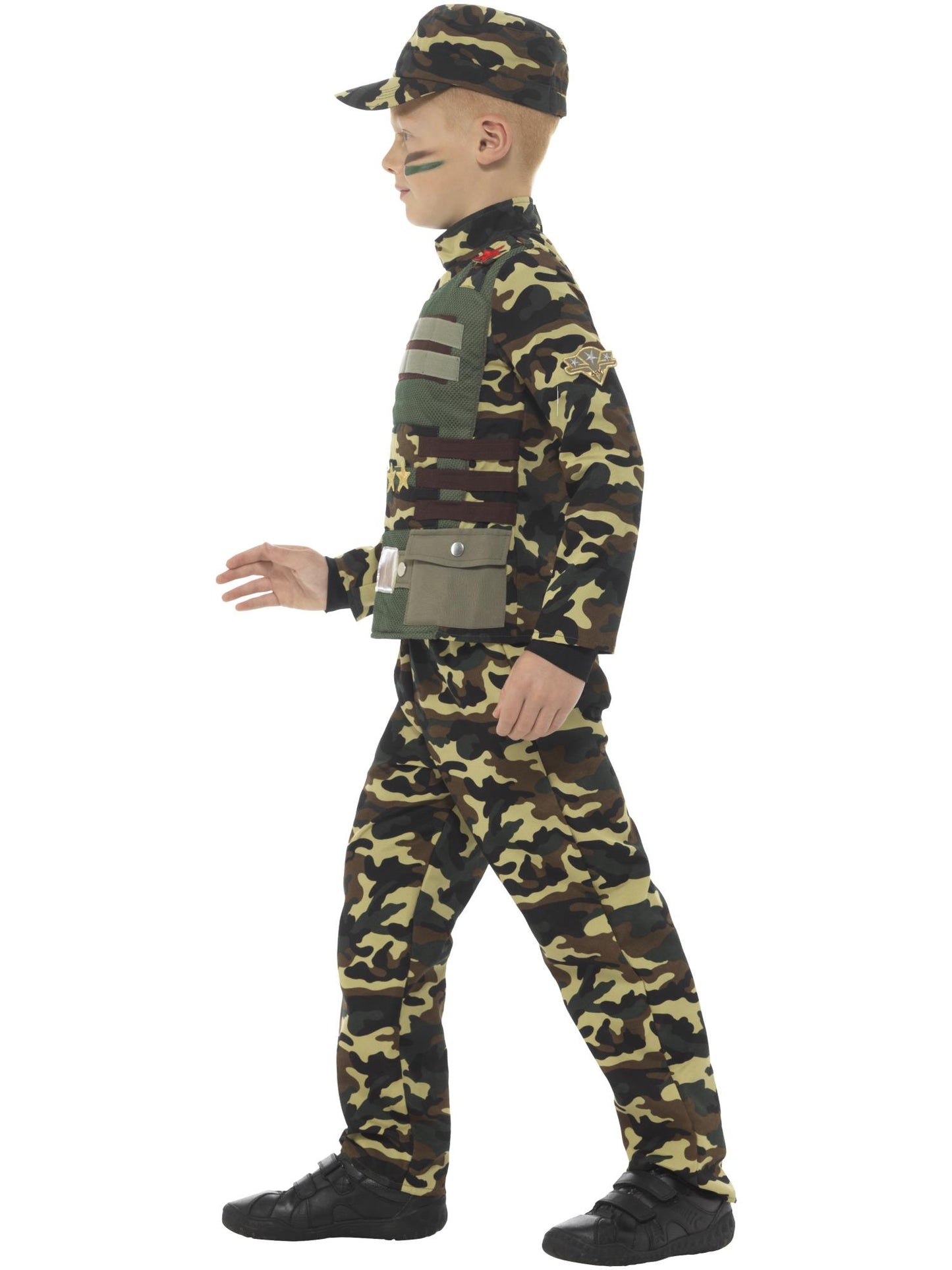 Smiffys ARMY Camouflage Military Jungenkostüm, Green CS für Unisex
