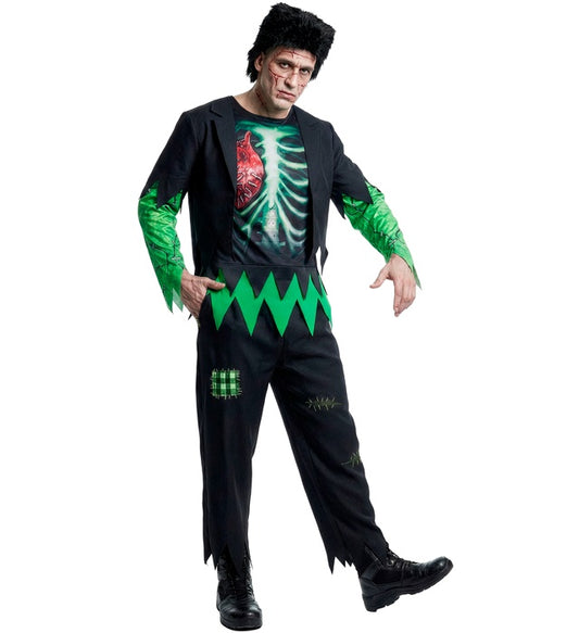 Labormonster Kostüm mit Jacke, Hemd, Hose und Perücke für Fasnacht