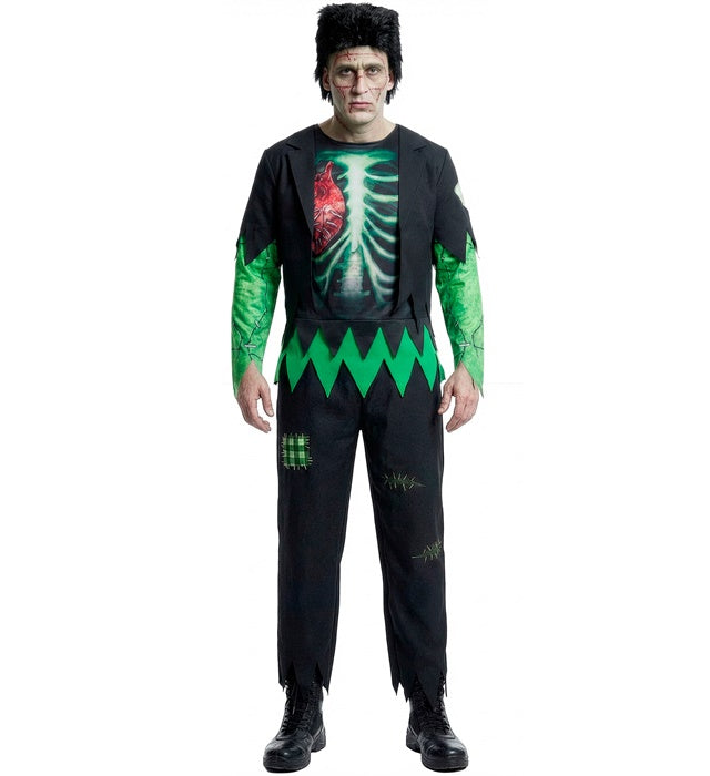 Labormonster Kostüm mit Jacke, Hemd, Hose und Perücke für Fasnacht