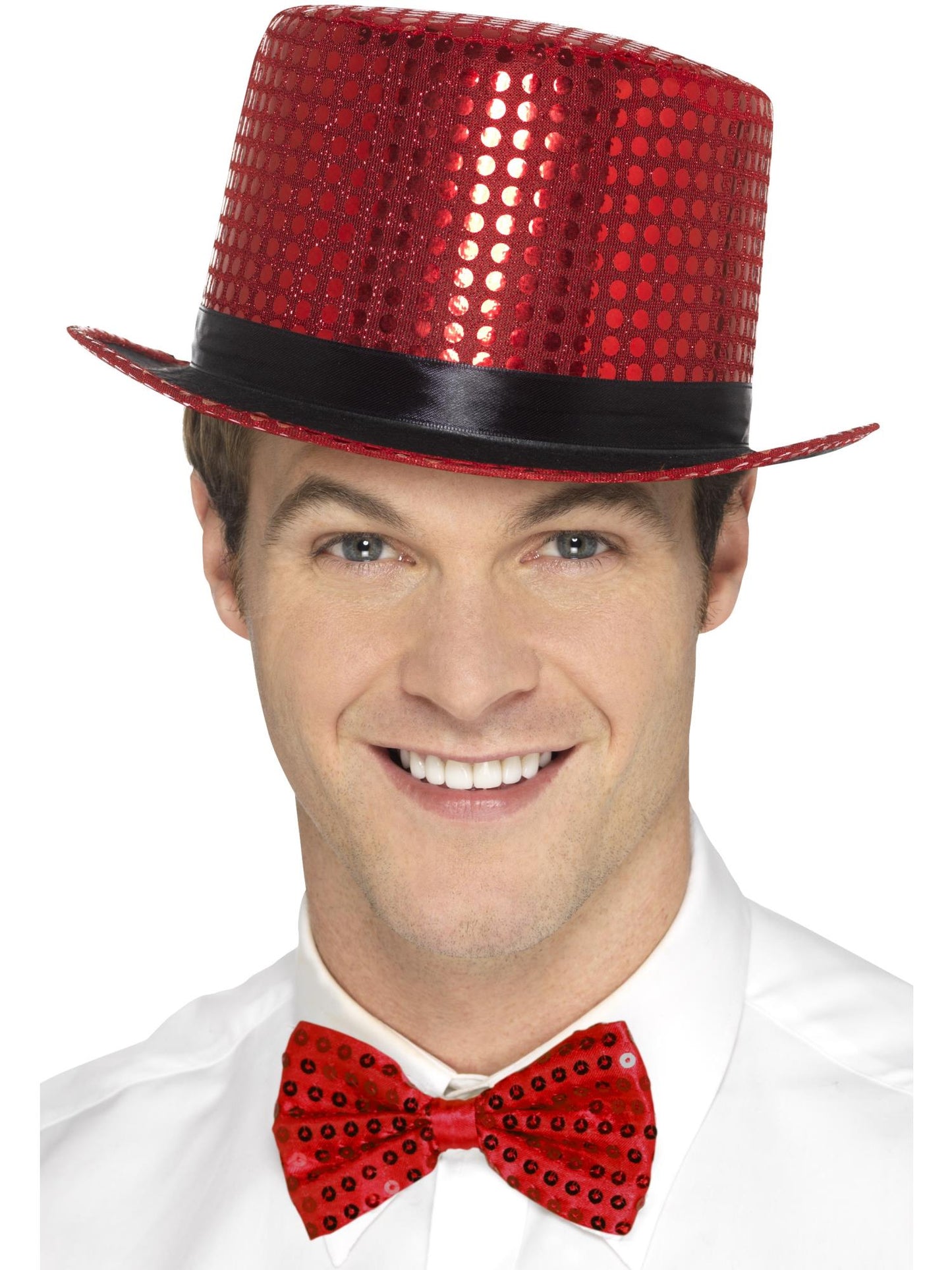 Smiffys Sequin Top Hat roter Pailletten-Zylinder für Erwachsene