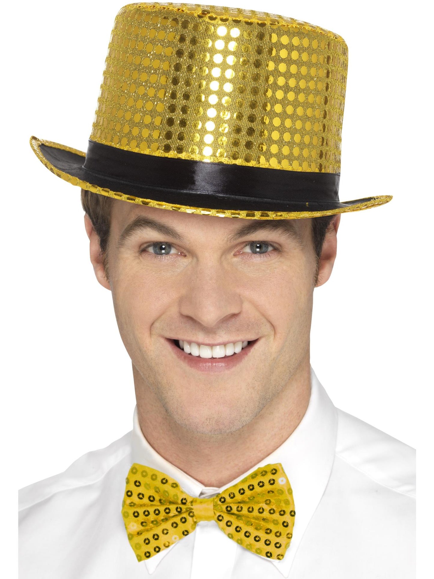 Smiffys Sequin Top Hat Gold – goldener Pailletten-Zylinder für Erwachsene