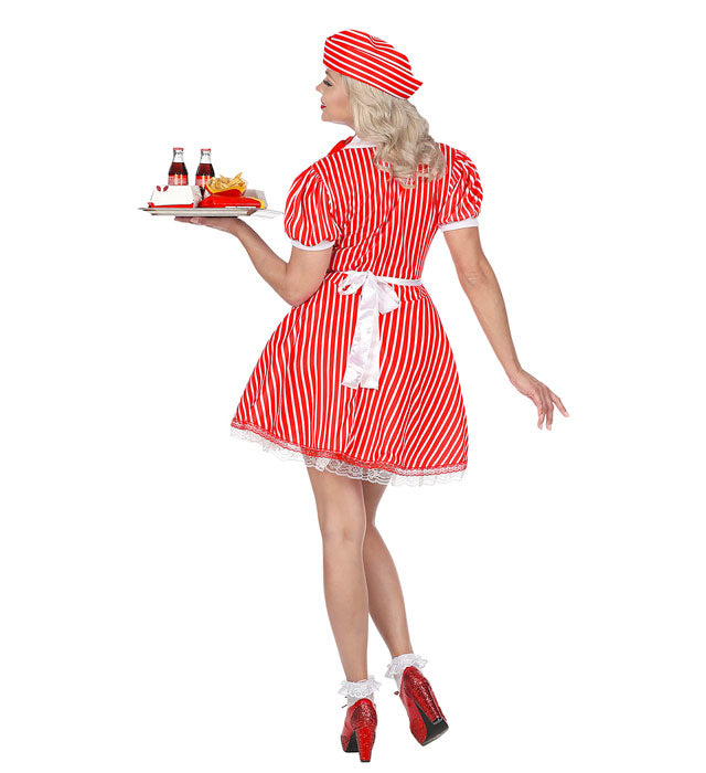 Fasnacht 50er Jahre Kellnerin Kostüm mit Petticoat, Schürze, Halstuch und Haube