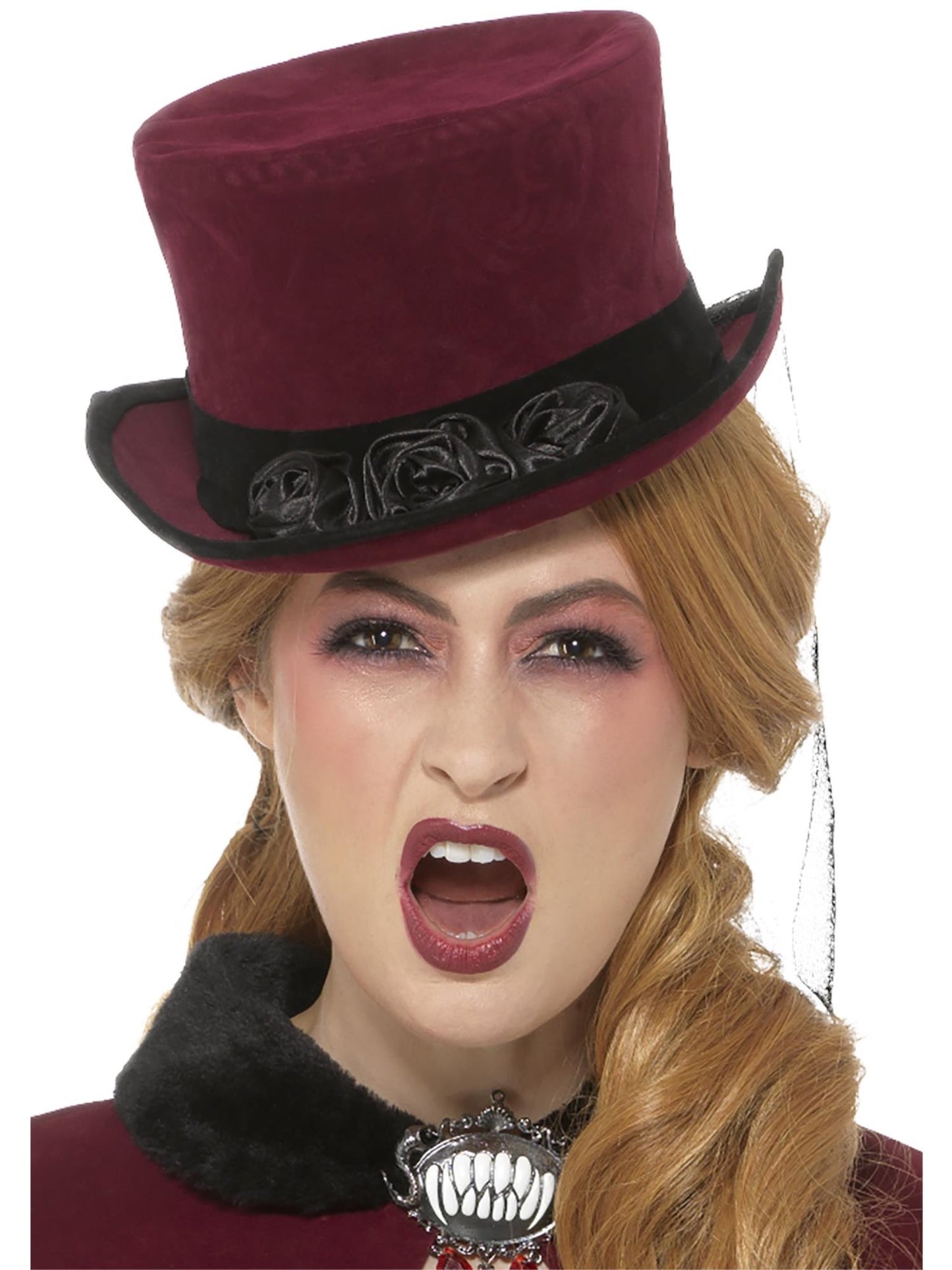 Smiffys Deluxe Victorian Vampiress Hat, Burgundy für Damen