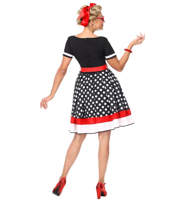 50er Jahre Kleid mit Petticoat und Gürtel im Retro Stil für Fasnacht