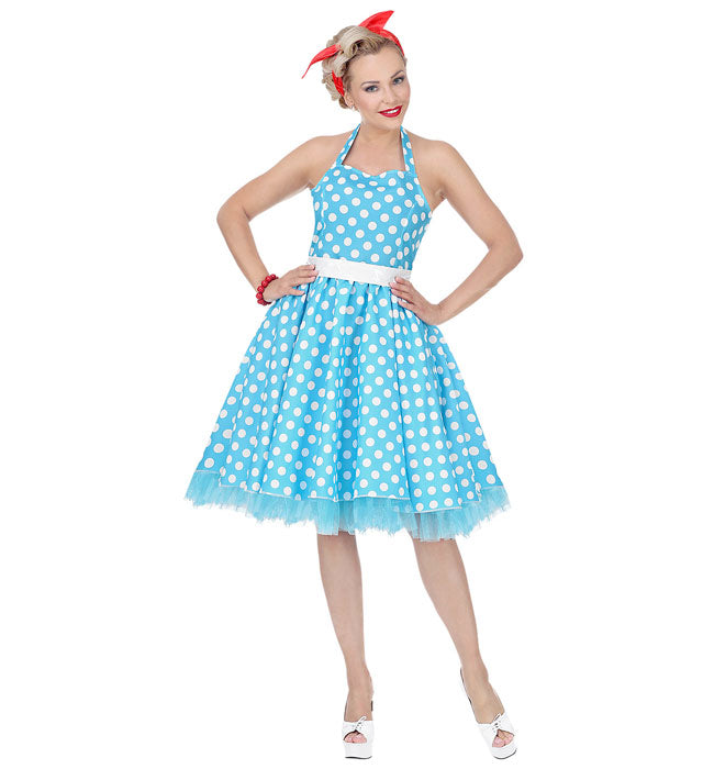 50er Jahre Kleid mit Petticoat und Gürtel in klassischem Retro-Stil