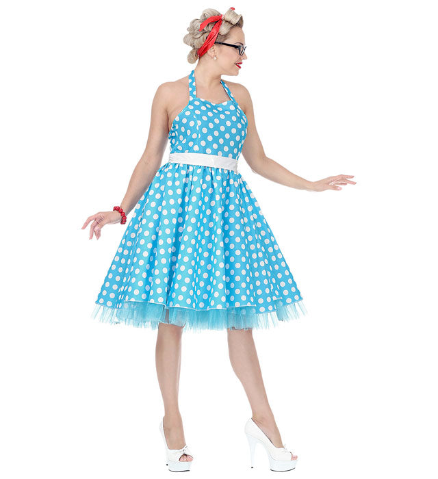 50er Jahre Kleid mit Petticoat und Gürtel in klassischem Retro-Stil