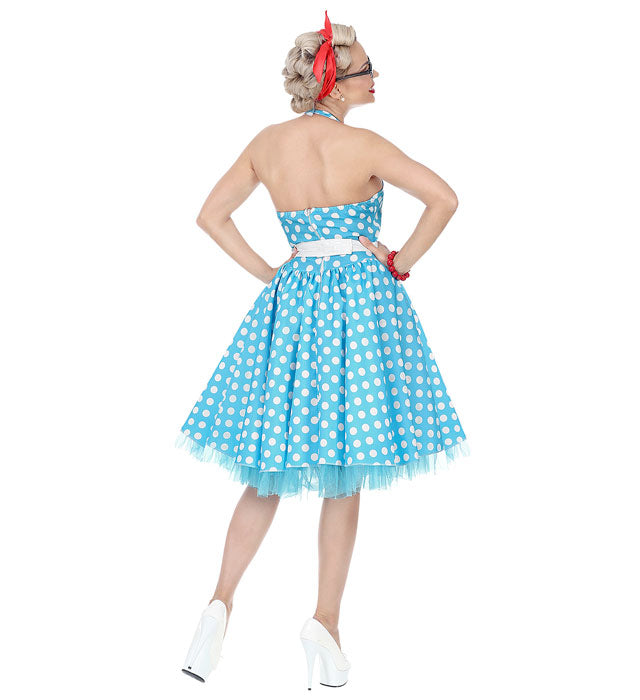 50er Jahre Kleid mit Petticoat und Gürtel in klassischem Retro-Stil