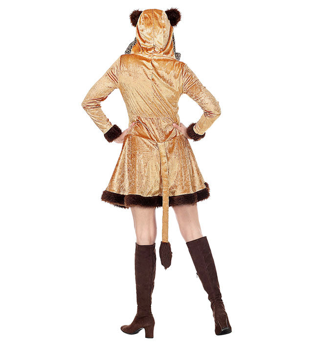 Leopardin Kostümkleid mit Kapuze im Leopardenmuster für Fasnacht